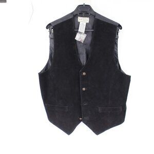 Vintage NWOT Arizona Jean Company Vest Mens Large Leather V Neck gilet Black